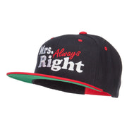 Mrs Always Right Embroidered Snapback