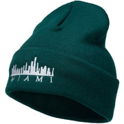 Miami Skyline Embroidered Cuffed Long Beanie