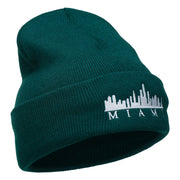 Miami Skyline Embroidered Cuffed Long Beanie