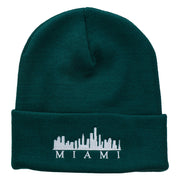 Miami Skyline Embroidered Cuffed Long Beanie