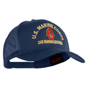 U.S. Marine Corps 2nd Marine Division Embroidered Solid Cotton Twill Mesh Prostyle Cap - Navy OSFM