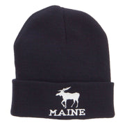 Maine State Moose Embroidered Cuff Beanie