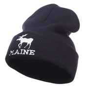 Maine State Moose Embroidered Cuff Beanie