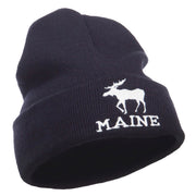 Maine State Moose Embroidered Cuff Beanie