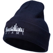 Miami Skyline Embroidered Cuffed Long Beanie