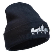 Miami Skyline Embroidered Cuffed Long Beanie