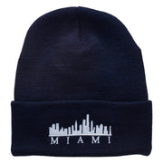 Miami Skyline Embroidered Cuffed Long Beanie