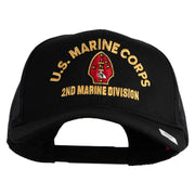 U.S. Marine Corps 2nd Marine Division Embroidered Solid Cotton Twill Mesh Prostyle Cap - Black OSFM