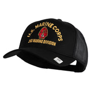 U.S. Marine Corps 2nd Marine Division Embroidered Solid Cotton Twill Mesh Prostyle Cap - Black OSFM