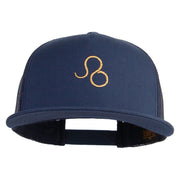 Leo Astrology Embroidered 5 Panel Mesh Trucker Snapback Cap - Navy OSFM