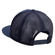 Leo Astrology Embroidered 5 Panel Mesh Trucker Snapback Cap - Navy OSFM