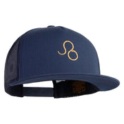 Leo Astrology Embroidered 5 Panel Mesh Trucker Snapback Cap - Navy OSFM