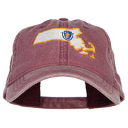 Massachusetts Map State Flag Embroidered Cap