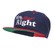 Mrs Always Right Embroidered Snapback