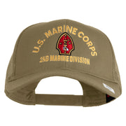 U.S. Marine Corps 2nd Marine Division Embroidered Solid Cotton Twill Mesh Prostyle Cap - Khaki OSFM