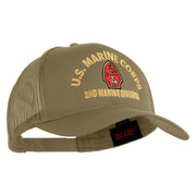 U.S. Marine Corps 2nd Marine Division Embroidered Solid Cotton Twill Mesh Prostyle Cap - Khaki OSFM