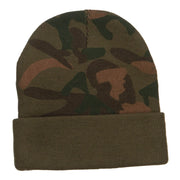 Camo Knit Long Beanie with Cuff