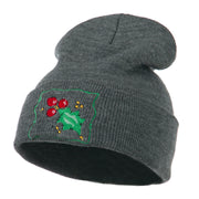 Christmas Mistletoe with Frame Embroidered Beanie