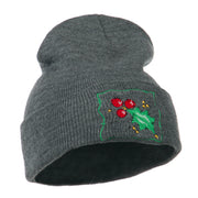 Christmas Mistletoe with Frame Embroidered Beanie