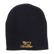 Merry Christmas Mistletoe Embroidered Short Beanie