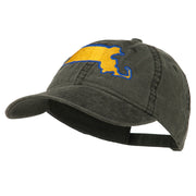 Massachusetts State Map Embroidered Washed Cap