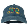 Merry Christmas Mistletoe Embroidered Washed Dyed Cap