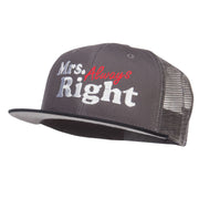 Mrs Always Right Embroidered Mesh Snapback