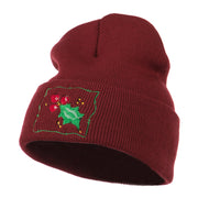 Christmas Mistletoe with Frame Embroidered Beanie