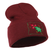 Christmas Mistletoe with Frame Embroidered Beanie