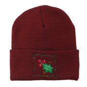 Christmas Mistletoe with Frame Embroidered Beanie