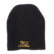 Merry Christmas Mistletoe Embroidered Short Beanie