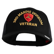 3rd Marine Division Veteran Embroidered Solid Cotton Twill Mesh Prostyle Cap - Black OSFM