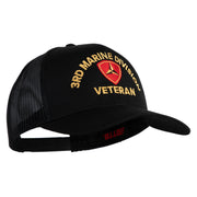 3rd Marine Division Veteran Embroidered Solid Cotton Twill Mesh Prostyle Cap - Black OSFM