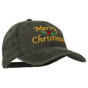 Merry Christmas Mistletoe Embroidered Washed Dyed Cap