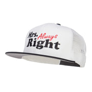 Mrs Always Right Embroidered Mesh Snapback