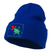 Christmas Mistletoe with Frame Embroidered Beanie