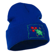 Christmas Mistletoe with Frame Embroidered Beanie