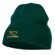 Merry Christmas Mistletoe Embroidered Short Beanie