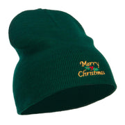 Merry Christmas Mistletoe Embroidered Short Beanie