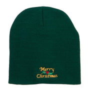 Merry Christmas Mistletoe Embroidered Short Beanie