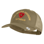 3rd Marine Division Veteran Embroidered Solid Cotton Twill Mesh Prostyle Cap - Khaki OSFM