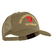 3rd Marine Division Veteran Embroidered Solid Cotton Twill Mesh Prostyle Cap - Khaki OSFM