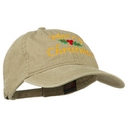 Merry Christmas Mistletoe Embroidered Washed Dyed Cap