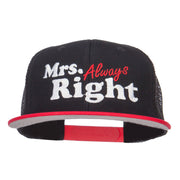 Mrs Always Right Embroidered Mesh Snapback