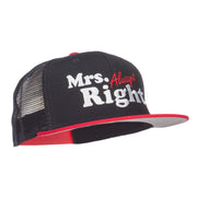 Mrs Always Right Embroidered Mesh Snapback