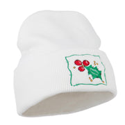 Christmas Mistletoe with Frame Embroidered Beanie