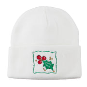 Christmas Mistletoe with Frame Embroidered Beanie