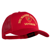 3rd Marine Division Veteran Embroidered Solid Cotton Twill Mesh Prostyle Cap - Red OSFM