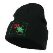 Christmas Mistletoe with Frame Embroidered Beanie