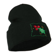 Christmas Mistletoe with Frame Embroidered Beanie